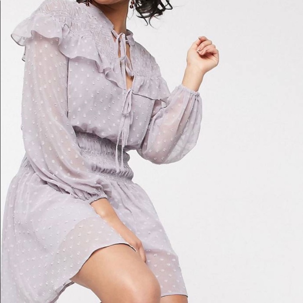 Shirred mini skater dress (Lilac)